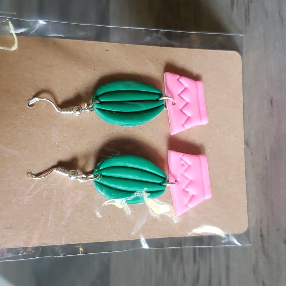 Handmade Cactus dangle earrings